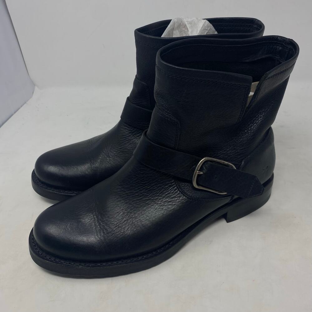 Frye Veronica Leather Booties Black Leather Moto Boot 8.5
